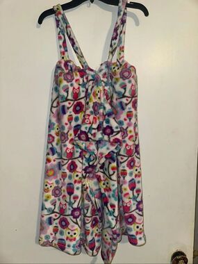 Pajama drama  BATH TOWEL WRAP Cute OWL Print 100% Poly Very Soft! Size L/XL EUC